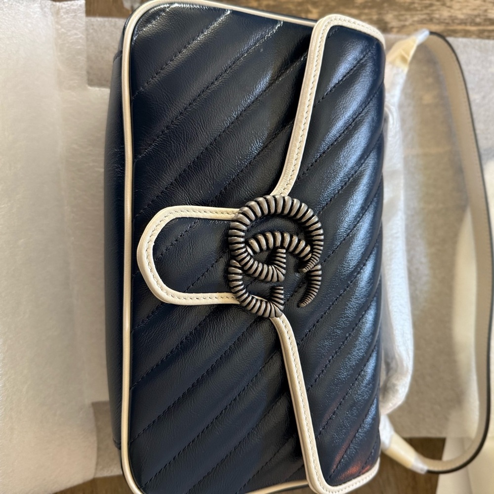 Navy Blue Quilted Shoulder Bag